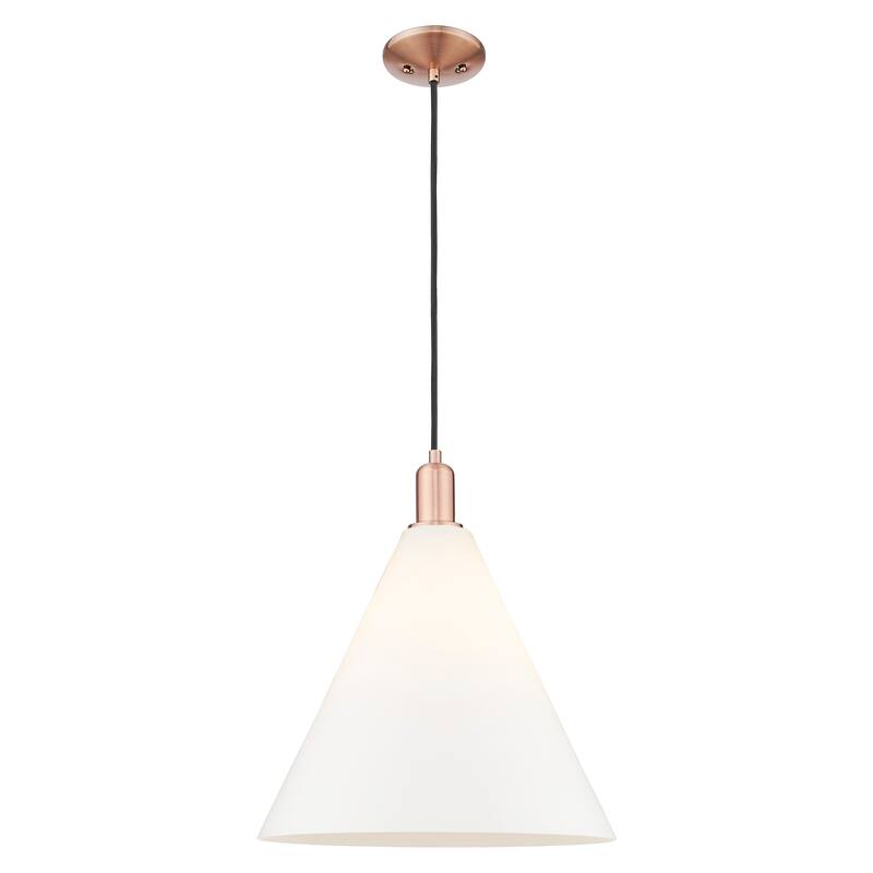 Innovations Lighting Endless Possibilities Arcadia - Berkshire Glass - 1 Light 16" Cord Hung Mini Pendant - Antique Copper/Matte White