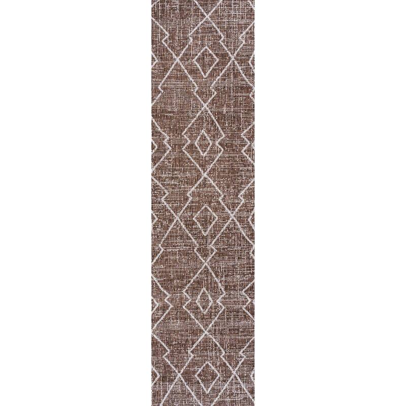 JONATHAN Y Derya Tribal Diamond Trellis Indoor/Outdoor Area Rug - 2 X 10 - Brown/Beige