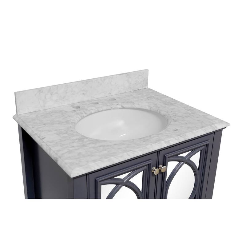 KitchenBathCollection Olivia 30" Bathroom Vanity with Carrara Marble Top