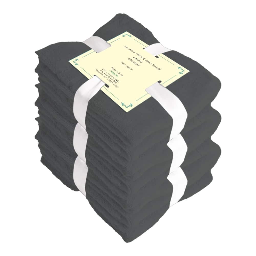 Luxurious Cotton Hand Towels 6 Pack Set (16 x 32 inches) Soft and Absorbent 600 GSM Towels for Bathroom, Gym, Shower, Hotel, Spa