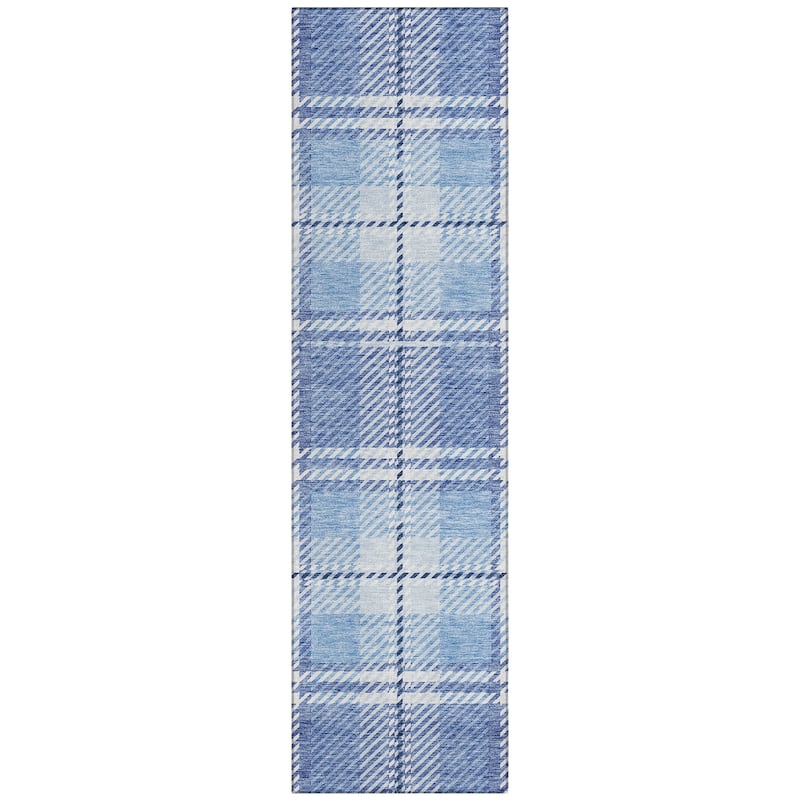 Machine Washable Indoor/ Outdoor Chantille Plaid Cozy Rug