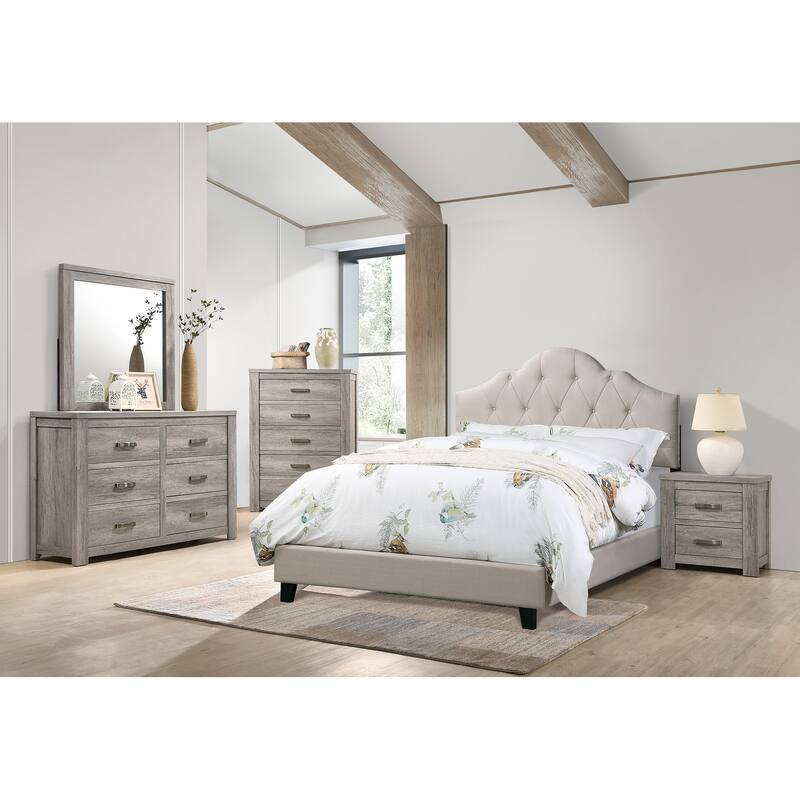 Fabric Upholstered Bed with Arch Back