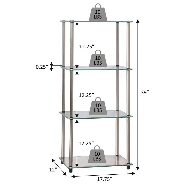 Convenience Concepts Designs2Go Classic Glass 4 Tier Tower