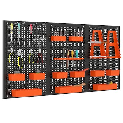 Gymax Pegboard Wall Organizer 9-Bin Parts Rack Organizer w/ Hammer