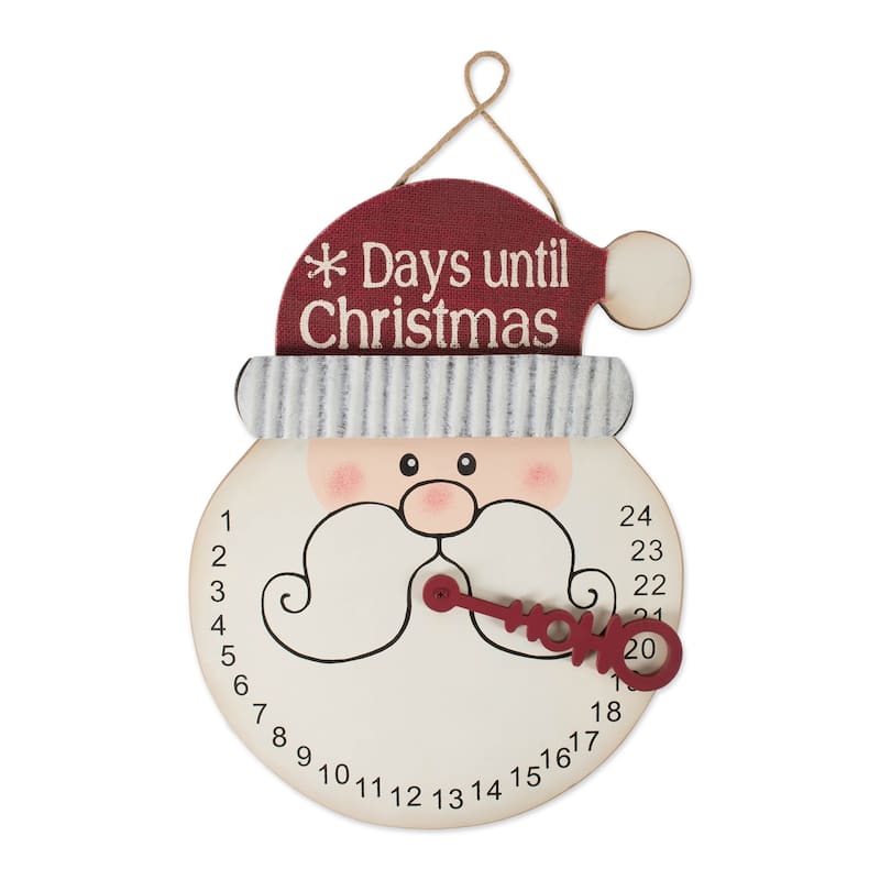 16.75" Red and White Santa Days Til Christmas Hanging Sign