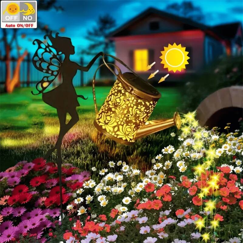 RGB light 1 PCS Fairy Garden Decor Light with Solar Watering Can