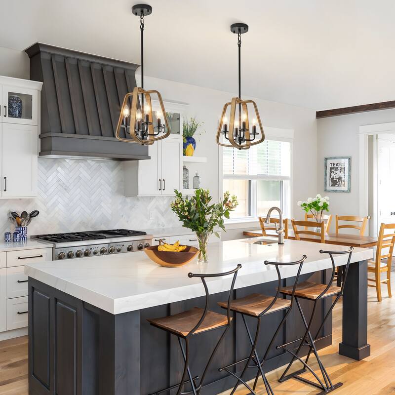 Starsky 4-Light Farmhouse Open Cage Chandelier for dining room, kitchen island or entryway