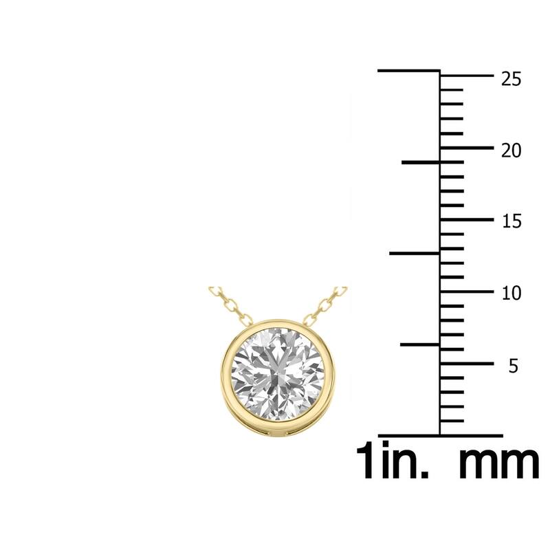 Marquee Lab Grown 1 Carat Round Solitaire Diamond Bezel Set Pendant in 14K Yellow Gold