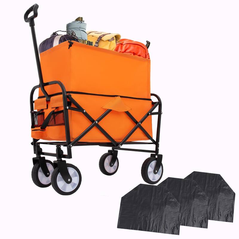 Minimeetall Multi-Use Bag & Collapsible Foldable Wagon Cart - Orange