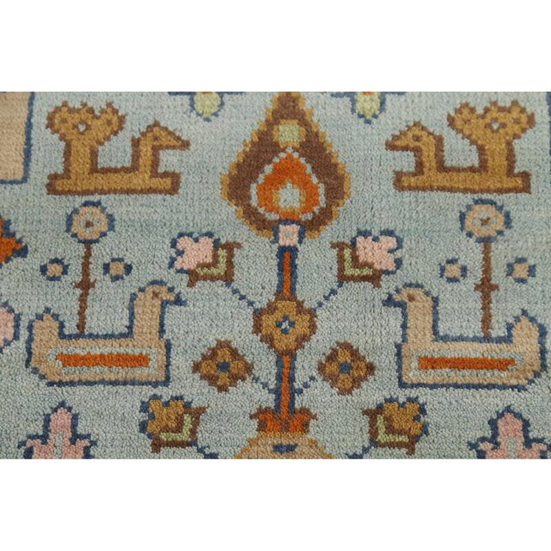 Light Blue Tribal Kazak Oriental Area Rug Handmade Wool Carpet - 8'3"x 9'11"