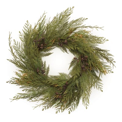 Plastic Cedar Wreath with Pinecones 30 inches Rustic Twig Holiday Decor - 30” x 30” x 9” (D x W x H)