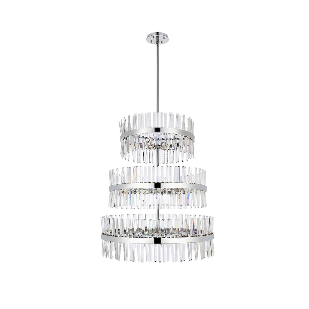 Indigo Home 36 inch 3 tiers crystal round chandelier light