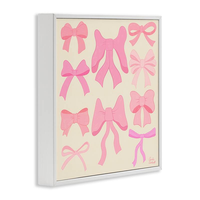 Stupell Trendy Pink Bows Assortment Framed Giclee Art Design By Carrie Cantwell
