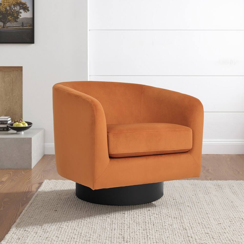 360-Degree Swivel Round Barrel Velvet Armchair Accent Chairs
