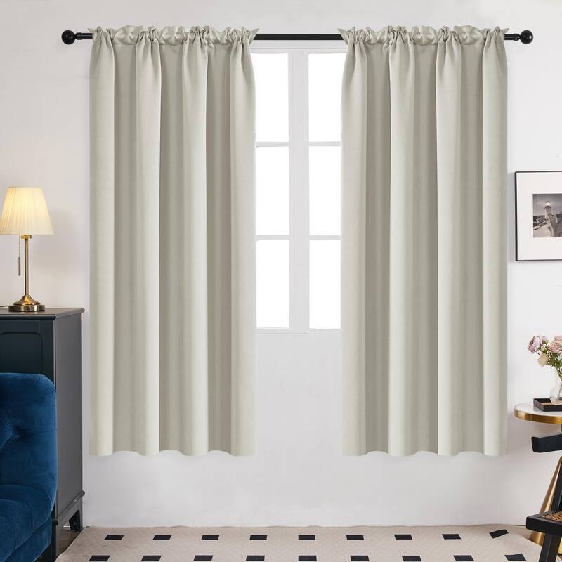 Deconovo Solid Rod Pocket Curtain Panel Pair, Set of 4 Panels