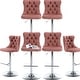 preview thumbnail 77 of 76, Swivel Velvet Bar Stools Sliver Pesdestal (Set of 6) Set of 6 - Pink Velvet