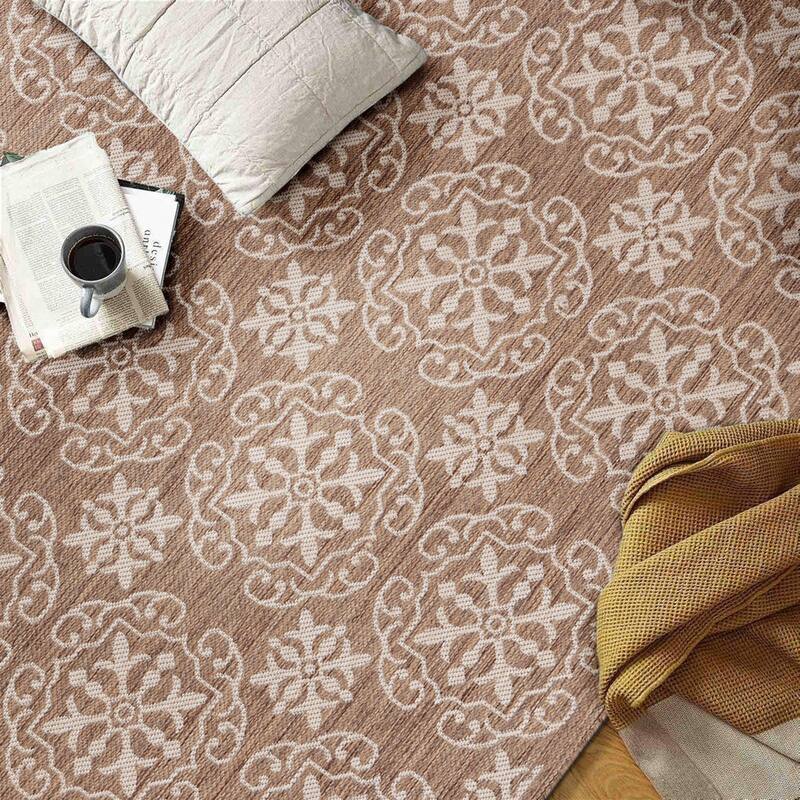 World Rug Gallery Transitional Geometric Textured Flat Weave Indoor/Outdoor Area Rug