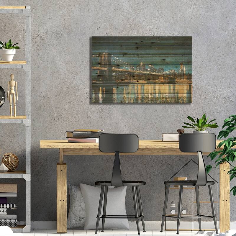 Bright City Lights I (Blue) Print On Wood by James Wiens - Multi-Color