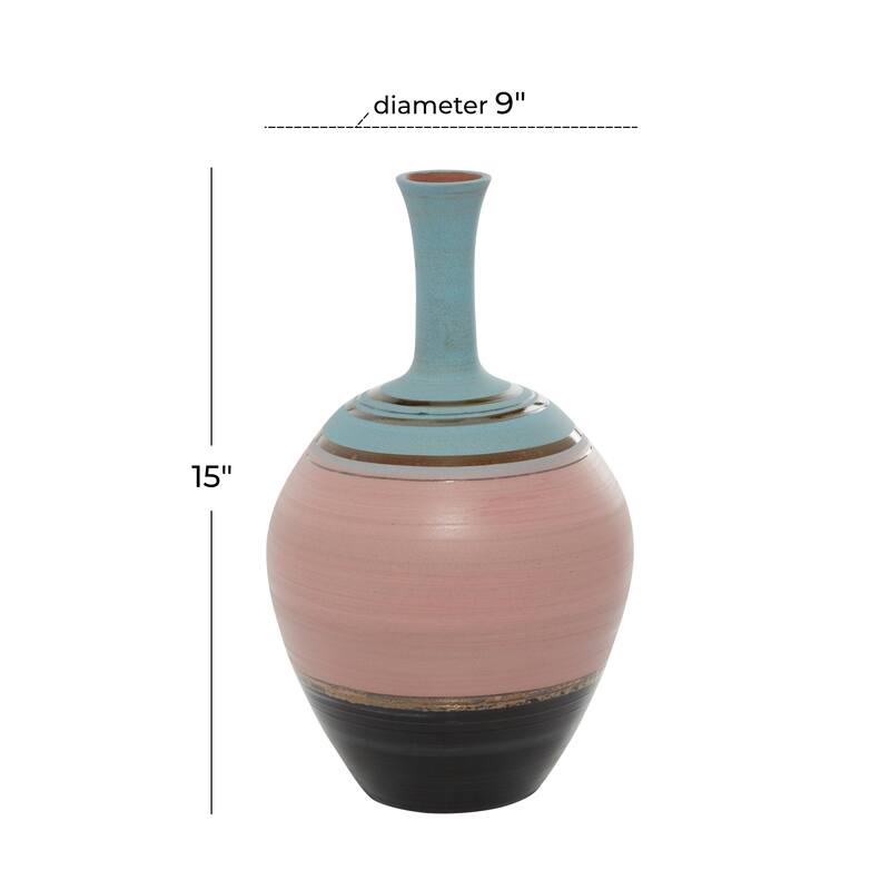 Ceramic Vase with Blue Tops - Pink - Roche River Decor