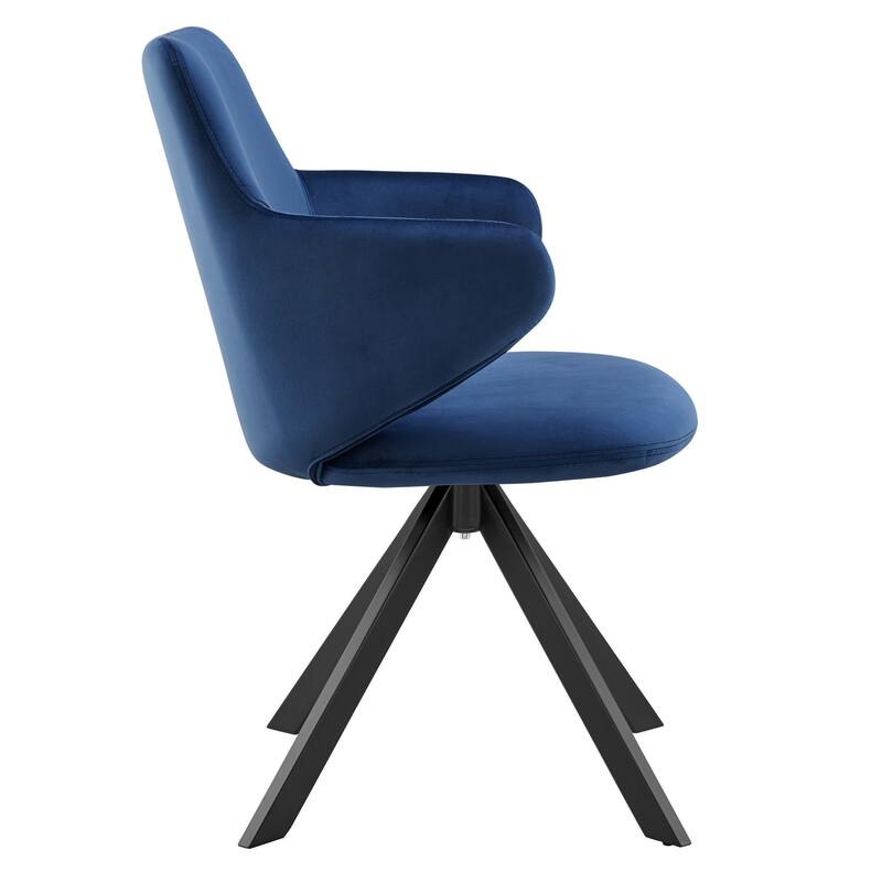 HomeRoots Blue And Black Upholstered Velvet Dining Arm Chair - 22.84' X '33.47' X '24.02