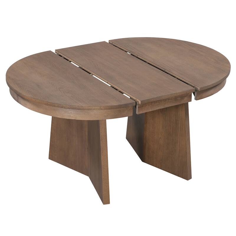 5-Piece Round Dining Set with 4 Upholstered Chairs and Extendable Table for Family Meals and Gatherings