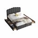 preview thumbnail 11 of 18, Upholstered Bed with 4 Storage Drawers,Wood Slat Support