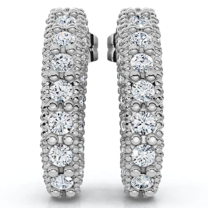 Bliss Diamond 1/2ct Vintage Pave Huggie Hoops Earrings White Gold