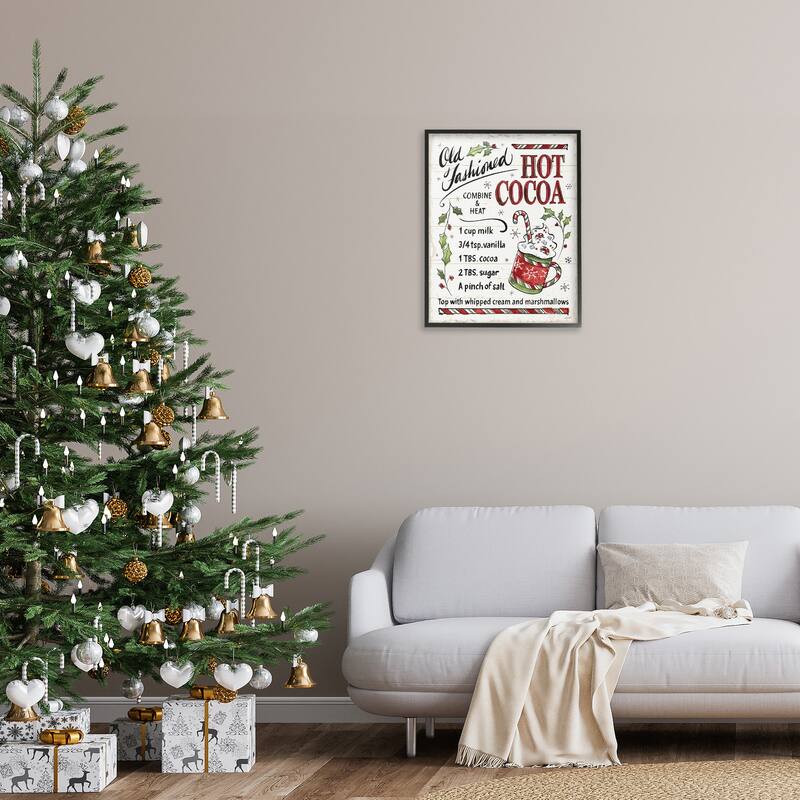 Stupell Old Fashioned Hot Cocoa Holiday Cooking Instructions Framed Wall Art - Red
