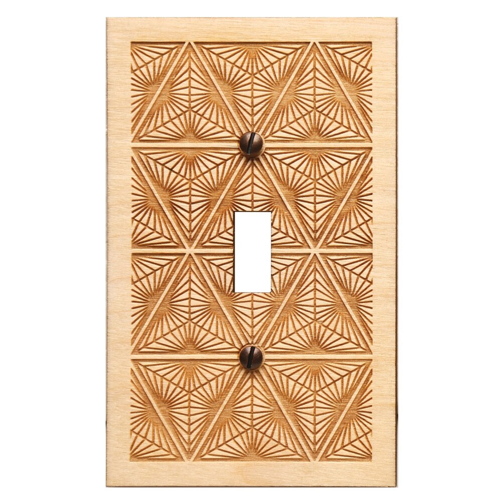 Engraved Wooden Light Switch Plate Cover Toggle Geo