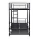 preview thumbnail 11 of 18, Modern Twin over Twin Metal Bunk Bed with Trundle and Ladder and Sturdy System for Adults Teens
