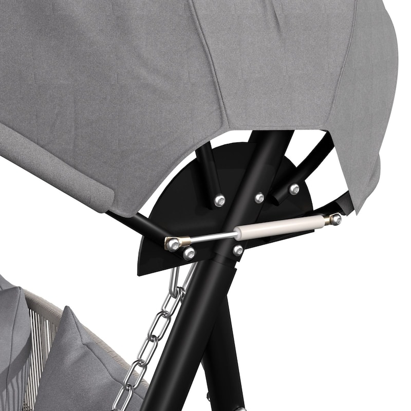 VEIKOUS Outdoor Patio Swing 2-Seat with Adjustable Convertible Canopy, 661 Lbs Capacity Steel Frame - N/A