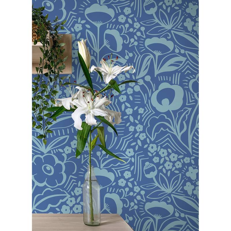 Megan Carter Jeani Blue Peel and Stick Wallpaper