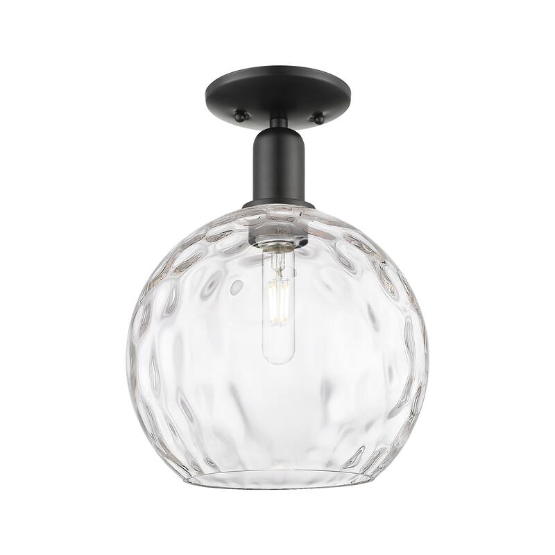 Innovations Lighting Endless Possibilities Arcadia - Athens Water Glass - 1 Light 10" Semi-Flush Mount - Matte Black