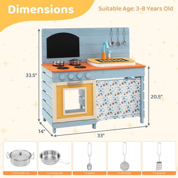 Costway Play Kitchen for Kids Wooden Toy Kitchen Playset with - See Details