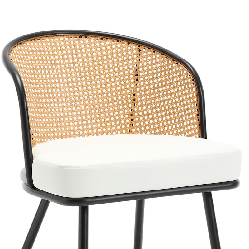 Upholstered Rattan Dining Chairs with Metal Legs Set of 2/4 - 29.92"H x 20.5"W x 23.03"D