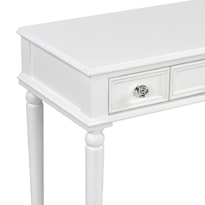 Retro Makeup Desk with Large Mirror, 3-Drawer Dressing Table for Jewelry Storage