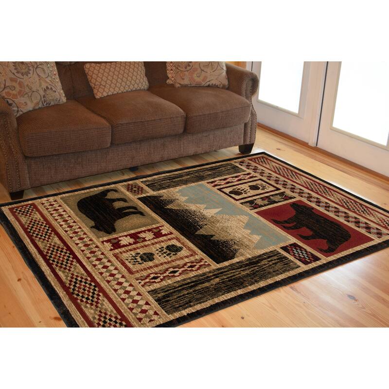 Mayberry Rugs Aspen Multi Lodge Bear Area Rug