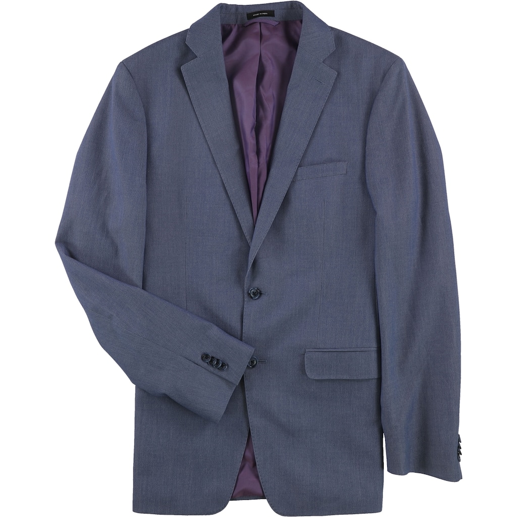Sean John Mens Slim-Fit Stretch Two Button Blazer Jacket, Blue, 40 Long