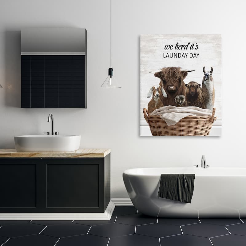 Stupell Herd It's Laundry Day Animals Canvas Wall Art Design By Lettered and Lined
