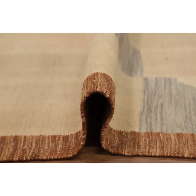 Hand Woven Oriental 100% Wool Carpet Southwestern Modern Brown Kilim Area Rug - 10' 1'' X 8' 3''