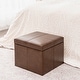 preview thumbnail 17 of 28, Adeco Bonded Leather Contrast Stitch Square Storage Ottoman Footstool