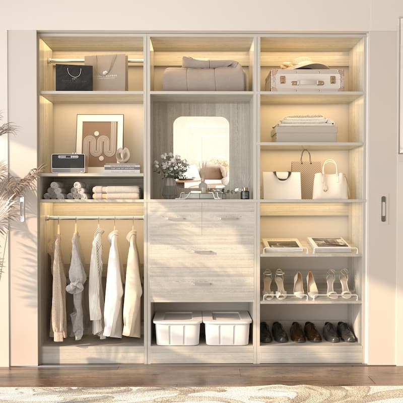 Cimly 25'' Closet Organizer with Tower Shelves and Shoe Rack for Walk-in and Reach-in Closet