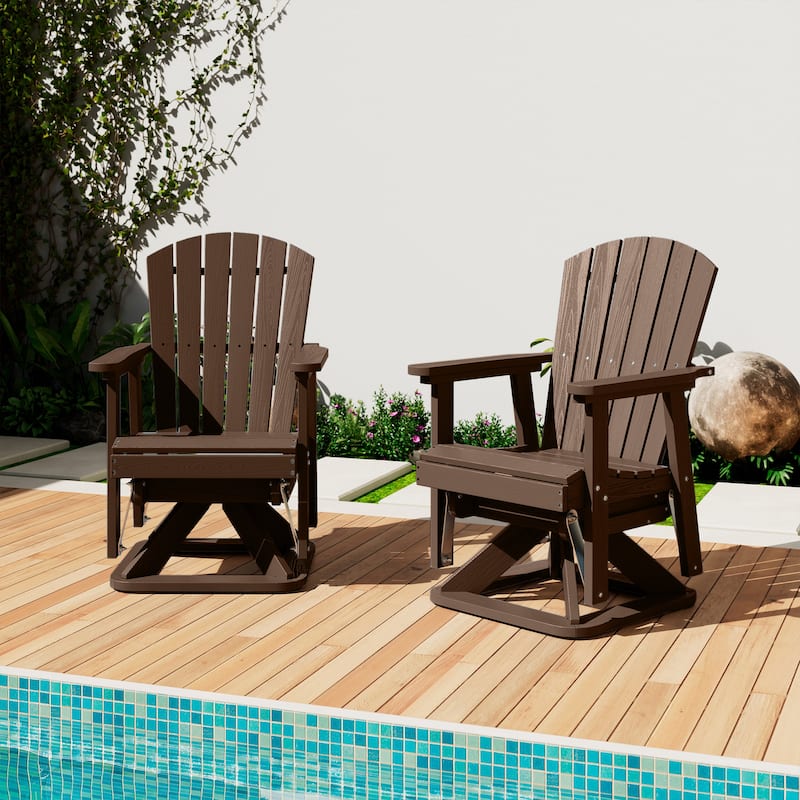 Set of 2 HDPE Adirondack Swivel Gliders, Outdoor Patio Chair Set