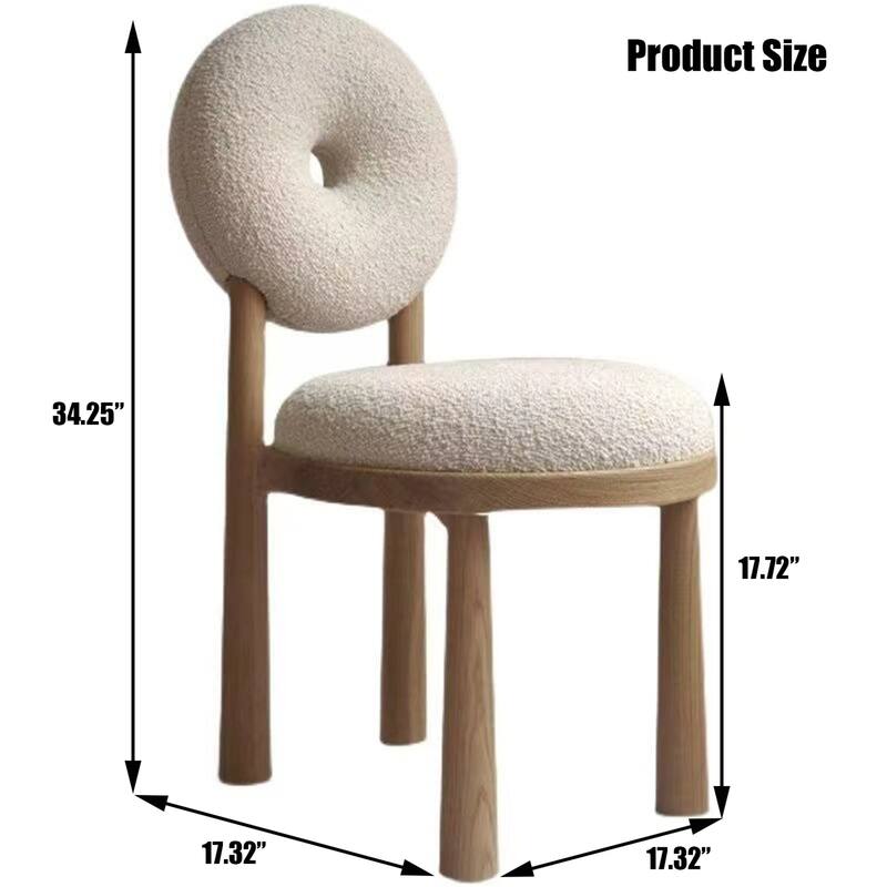 Comfortable Round Fabric Back Dining Chair with Wood Legs