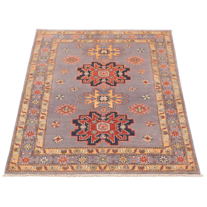 ECARPETGALLERY Hand-knotted Uzbek Ghazni Grey Wool Rug - 4'0 x 5'10
