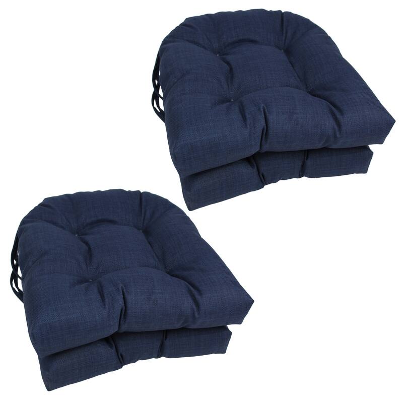 16-inch U-Shaped Indoor/Outdoor Chair Cushions (Set of 4) - 16" x 16" - Azul