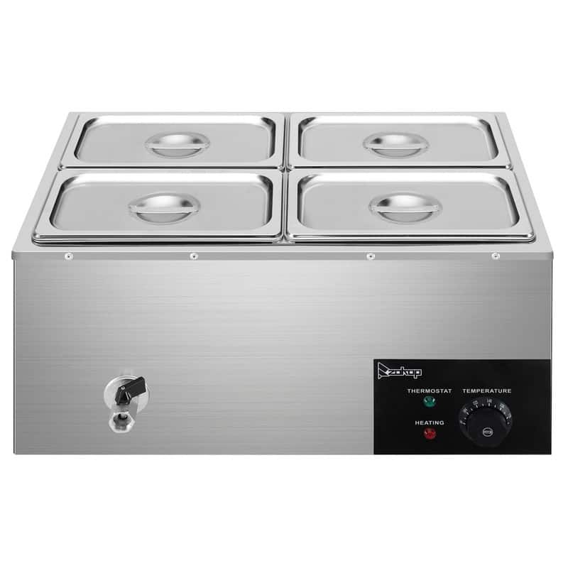 ZOKOP 600W 20Qt Stainless Steel Four Plates Heating Food Warmer - Stainless Steel