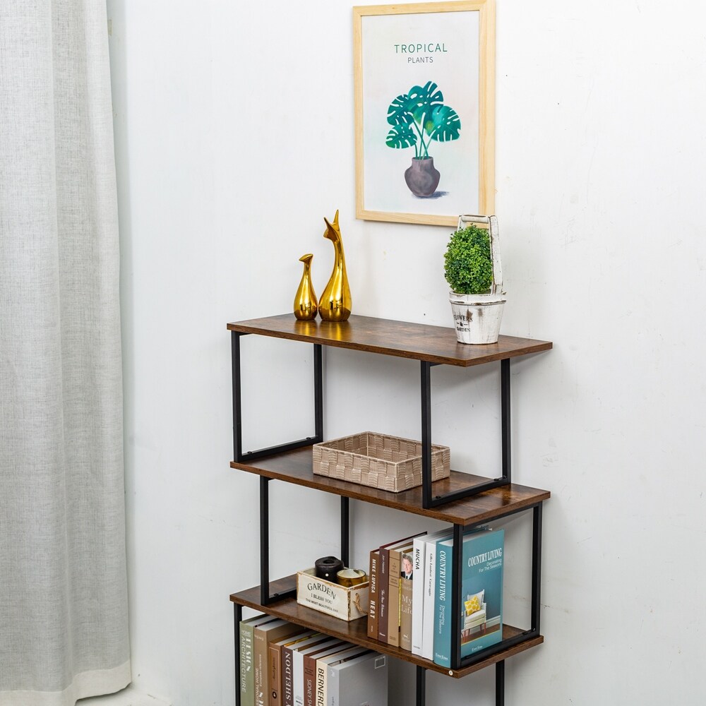 Small Bookcase Bookshelf Vertical For Wall Tall Narrow Adjustable Book 3 Tier Z 