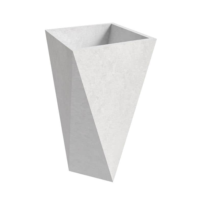 Aloe Fiberstone & MGO Clay Tapered Square Tall Planter Plant Pot, Indoor/Outdoor with Drainage Holes for Yard Porch Decor - Medium - White