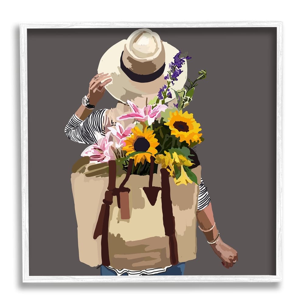 Stupell Varied Flower Arrangement Blossoms Backpack Bouquet Framed Wall Art, Design by Amelia Noyes